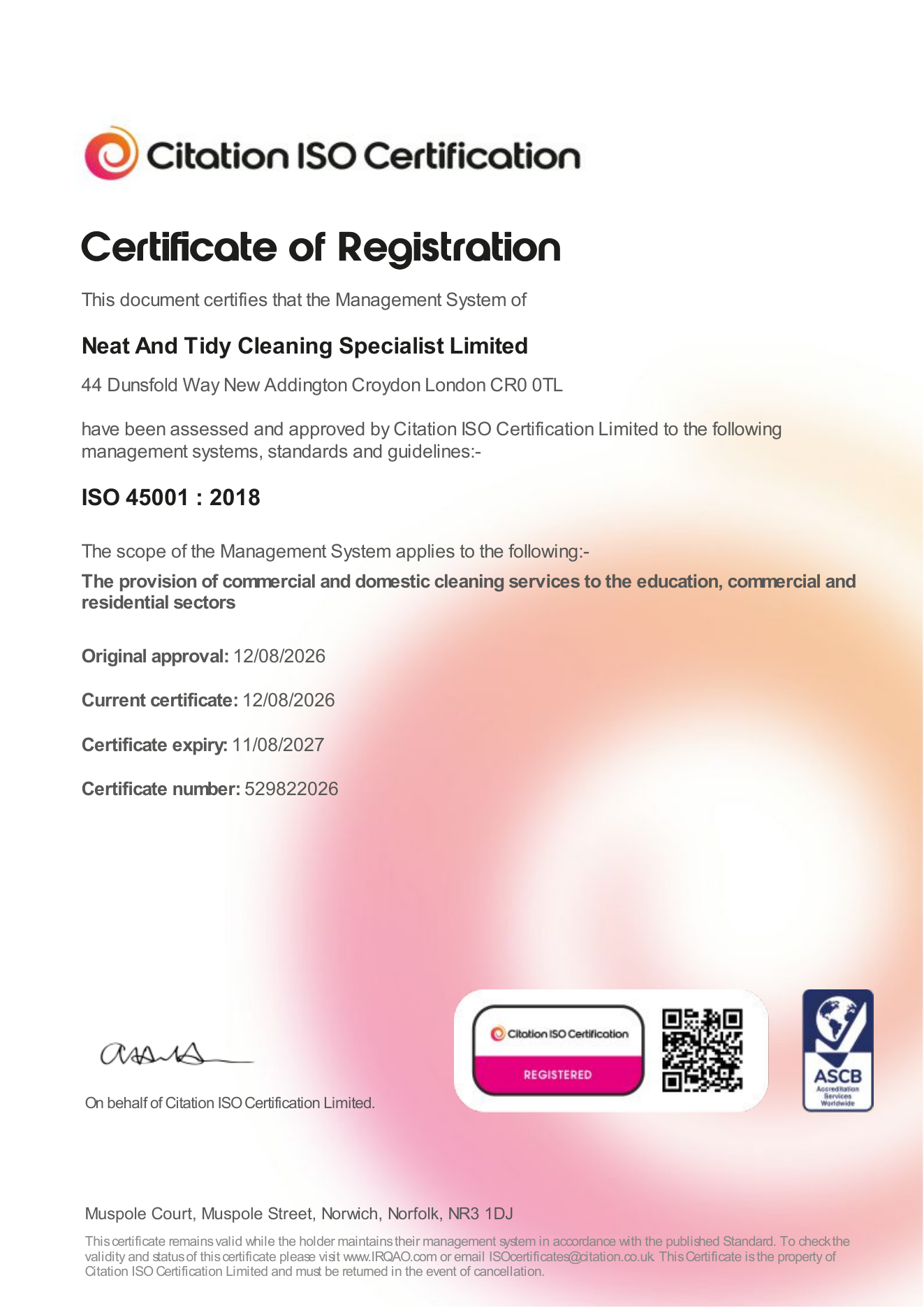 ISO 45001 certificate